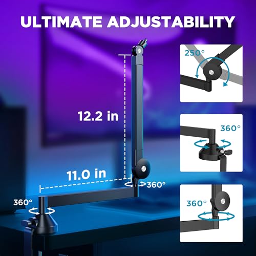 Innogear MU-LP26 Low Profile Mic Arm, 360° Rotatable Microphone Boom Arm Mic Stand For Fifine Am8 K669B Blue Yeti Hyperx Quadcast Solocast At2020 thumb #2