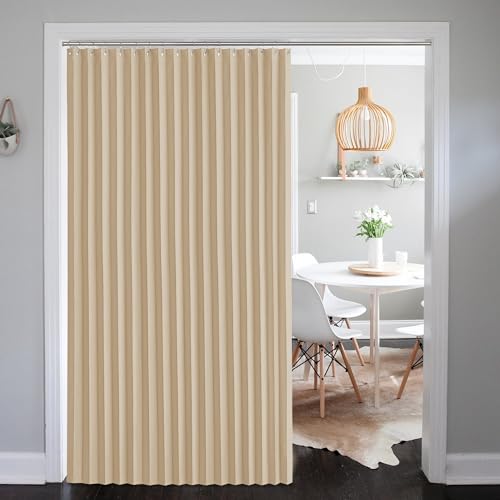 NICETOWN Room Divider Blackout Curtains for Patio Door, Portable Sliding Glass Door Drapes Thermal Insulated Large Window Covering for Bedroom/Living