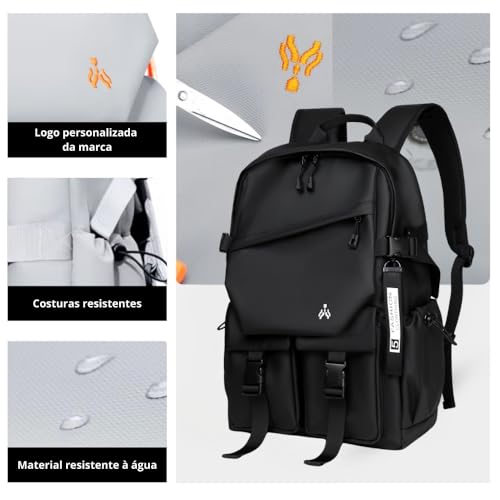 Mochila Grande Impermeável Para Notebook 17 Polegadas Ideal Para Estudo e Trabalho com Compartimento