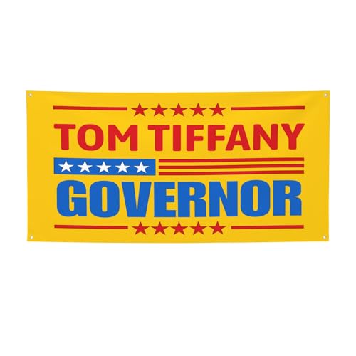 2x4 Ft Tom Tiffany for Governor Banner Wisconsin 2026 Election Flags for Outside Yard Signs House Bedroom Decorations
