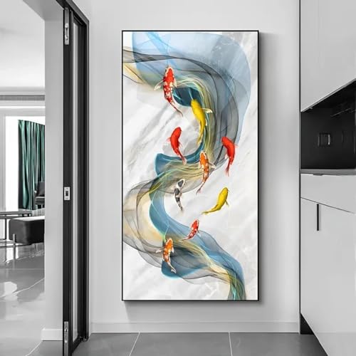 Affiches sur Toile Poisson Rouge KEBIA 75x150 cm sans Cadre pour Salon