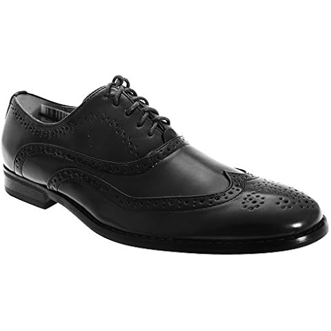 Goor Mens Leather Lace-Up Oxford Brogue Shoes (10 US) (Black) Cover