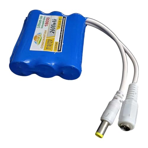 Image of 12 Volt 2600 mAH Lithium Ion Cell Battery Pack Rechargeable Battery Pack Blue Battery with 5.5X2.1 DC Jack Multiple Use in Toy, Game, Student Project Et. DIY KIT (12-Volt-1-PC)