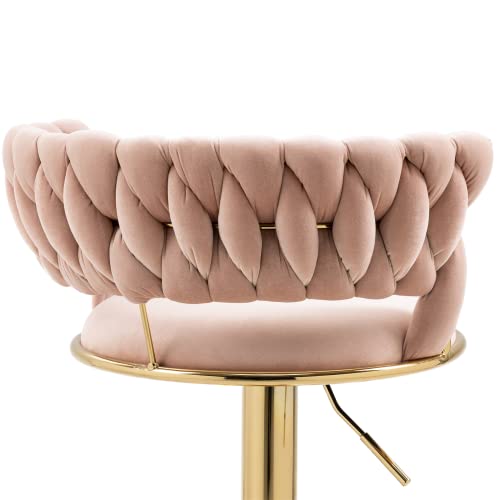 Luxury Bar Stool,Modern Round Adjustable Reception Chair, Gold Velvet Bar Chair, Kitchen High Dining Chair , Height Adjustable And 360° Swivel. Suitable For Bar, Home, Offce, Cafe (Pink Set Of 2) #TOP6