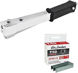 Air Locker A12-Kit Professional Hammer Tacker with T50 Staples 1/4 Inch (AT50-06), 3/8 Inch (AT50-10), 1/2 Inch (AT50-12) & 5/8 Inch (AT50-16)
