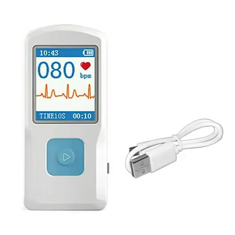 Moniteur ECG Bluetooth Portable, Électrocardiogramme Visible, Moniteur ECG Numérique Multifonction à Écran Couleur PM10.