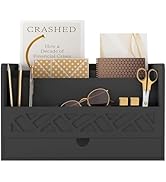 Wisuce Bamboo Mail Organizer Countertop Desktop with Drawer - Desk Organizer with File Organizer ...