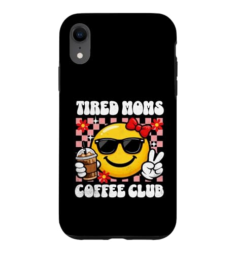 Tired Moms Coffee Club Happy Peace �T���O���X ���g�� �O���t�B�b�N �X�}�z�P�[�X iPhone XR �p