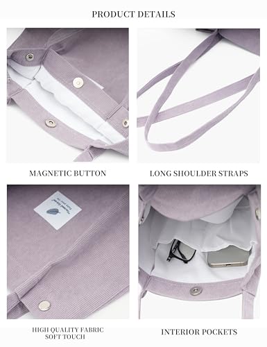 Image of TOPASION Cute Corduroy Tote Bag Canvas Shoulder Handbags for Women Travel Shopping