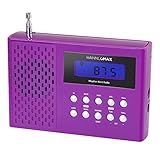 HANNLOMAX HX-512R Portable AM/FM/Weather Alert Radio, Alarm Clock, LCD Display, Headphone Jack, AC/DC Dual Power Source. (Purple)