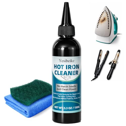 Yesibeike Upgraded 150g No Smoke Iron Cleaner Cold Use Soleplate Cleaner Paste for Steam Irons Removes Starch Melted Fabric & Glue Safe for Flat & Curling Irons with Microfiber Cloth