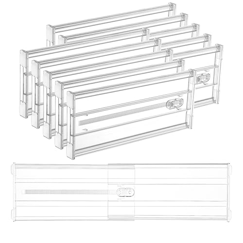 Image of Vtopmart 10 Pack 6 inch Tall Upgrade Drawer Dividers for Big and Deep Drawer, 12.8 inch-22.3 inch Adjustable Expandable Dresser Drawer Organizer, Clear Plastic Separators for Dresser, Baby Supplies, Kitchenware