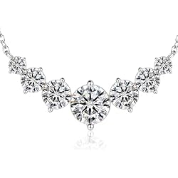 N9NEMUSES 7 Stones Moissanite Necklace for Women, 2.2-7.6 Carat Smile Moissanite Pendant Necklace, 925 Sterling Silver Necklace, Anniversary Birthday Gifts for Women, Jewelry Gift for Wife Girlfriend
