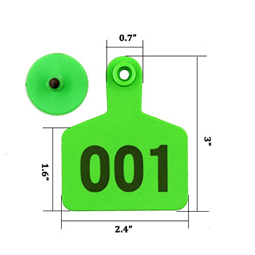 Livestocktool Etiquetas auriculares de porco verdes de plástico médio para porcos e porcos com númer