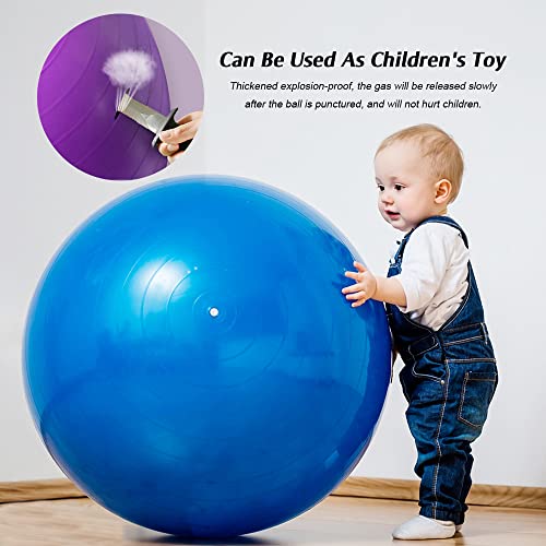Foto von Haohai 2Pcs Yoga Ball 65cm Gymnastikball, Schwangerschaftsgeburtsballstuhl, Flexibler Sitzball, Pilates verdickter Anti-Burst Balance Ball für Fitnesstraining mit Inflatorpumpe (Blue, Purple)