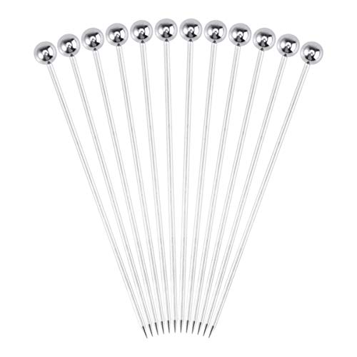 NUOBESTY Aço inoxidável palitos de coquetel, palitos de dentes reutilizáveis, conjunto de palhetas d