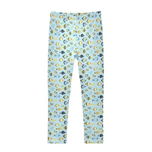 ZZKKO Girls Leggings Tropical Fish Blue Toddler Girls Clothes Leggings for Girl Toddler Girl Trousers