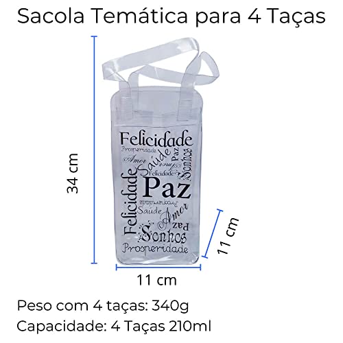 Kit Bolsa p/Gelo Ice Bag 4 Taças Espumante Coloridas 210 ml
