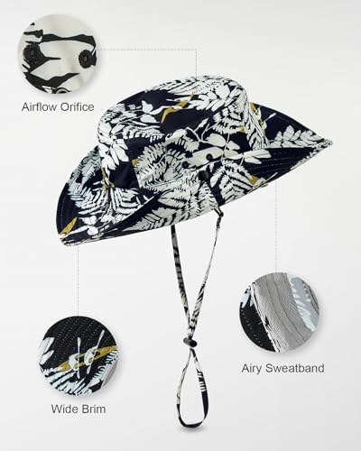 Image of Printed Bucket Hat UPF 50+ Quick-Dry Breathable Sun Hat, Roll-Up Brim Boonie Hat with Adjustable Fit for Beach Hiking Fishing