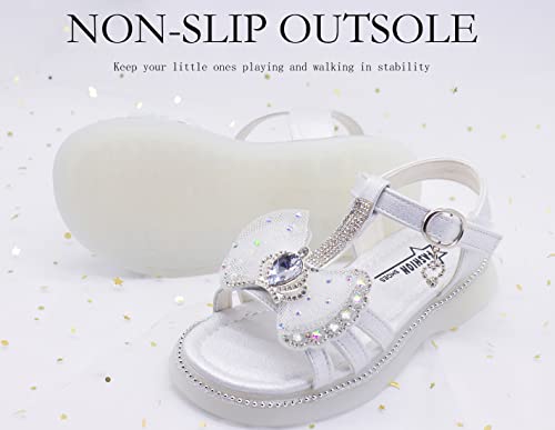 Tounsol Girls Sequin Glitter Princess Sandals Dress Crystal Summer Shoes For Big Kids Elegant White Size 4 #TOP4
