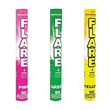 Exclusive Online Pack of 3 Hand held Flares - Green, Yellow & Pink