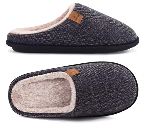 COFACE Pantofole da Uomo Invernali Plaid, Comoda Memory Foam...