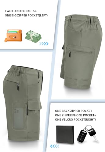 Hiauspor Men's Hiking Cargo Shorts 9"/10" Quick Dry Lightweight Waterproof for Golf Tactical Fishing Casual with 6 Pockets3