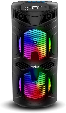 FRONTECH Wireless Bluetooth Speaker with RGB Lights | Upto 2 Hours Playback Time | Dual 5W Drivers | USB/TF/FM Radio/Aux/Microphone Connectivity | 120