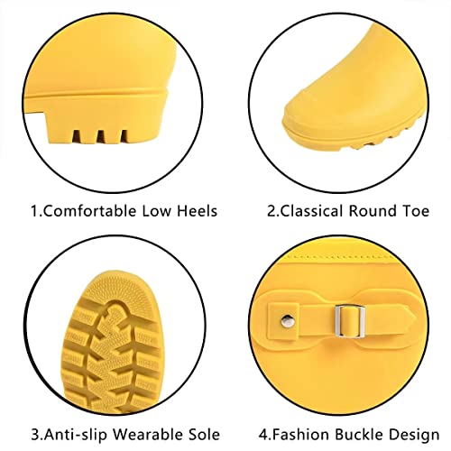 Fubotao Women's Mid Calf Rain Boots Waterproof Fashion Garden Shoes Anti-Slipping Rainboots For Women Comfortable Insole Light Rain Shoes #TOP5