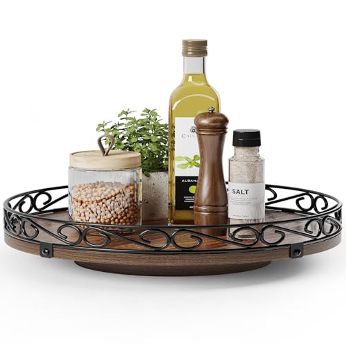 13" Lazy Susan Turntable Organizer for Table Top, Wood Lazy Susan Cabinet