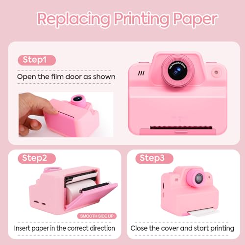 Image of Kids Camera Instant Print Camera for Kids, Toddler Instant Camera for 3 4 5 6 7 8 9 10 Year Old Girls Christmas Birthday Gifts, Portable Kid Child Digital Travel Camera Toy for Girl Boy Age 3-12