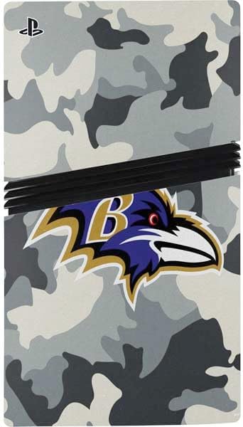 Skinit Decal Gaming Skin Compatible with PS5 Pro Console - Officially Licensed NFL Baltimore Ravens Camo Design