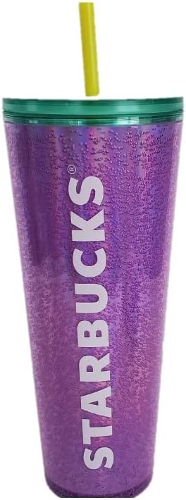 Starbucks Vaso de vaso frío Venti 24 oz Verano 2022 (Emoji de burbujas moradas)