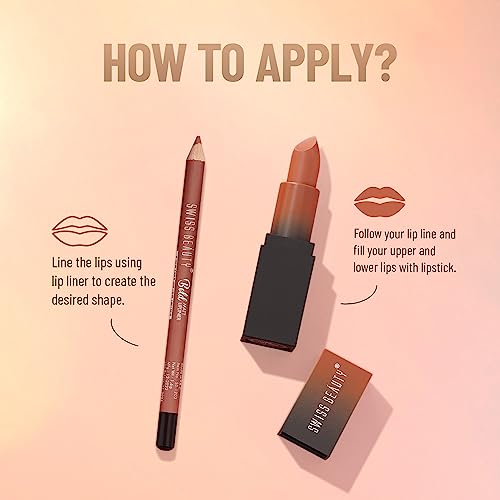 Image of Swiss Beauty Line & Fine Lip Duo with Lip Liner & HD Matte Lipstick |Matte Finish |Long-Lasting | Non-Drying | 3.2gm