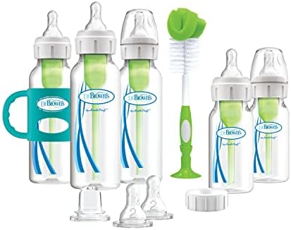 Dr. Brown’s Natural Flow® Anti-Colic Options+™ Narrow Bottle to Sippy Gift Set with Soft Silicone Sippy Spout, Removable Silicone Handles, Travel Cap and Bottle Brush