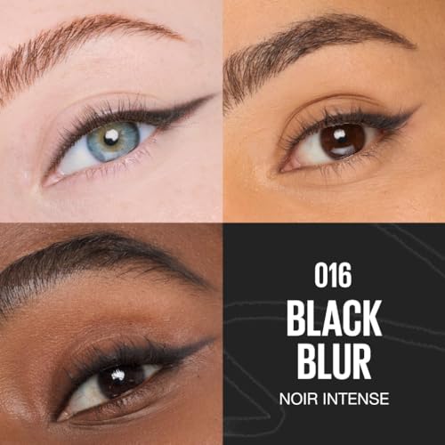 Maybelline New York - Eyeliner 2-en-1 - Avec Pinceau Biseauté et Pointe Précise 1,5 mm - Résistant à la Transpiration - Tenue Longue Durée 24H - Sculpting Stix - Teinte : 016 Black Blur