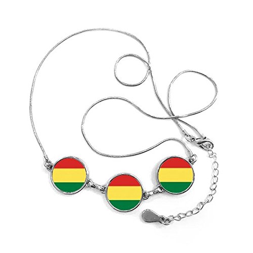 Collier Bolivie pendentif rond drapeau national, le cadeau parfait pour voyageurs