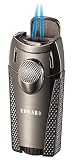 Personalized Visol Meru Gunmetal Dual Torch Cigar Lighter (Text)