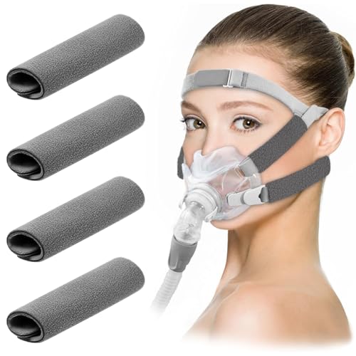 4 piezas Fundas de correa CPAP universal Evitar Rastros faciales CPAP mascara CPAP almohadillas de confort para correa, Gris