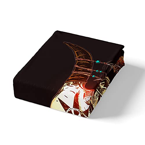 Home Bedding Set King Skeleton Decor Cow Skull Adult Comforter Set 3 Pieces Boho Decker Ethnic Feather Comforter Cover 3D Modern Bull Horns Bedding Duvet Cover With 2 Pillow Shams Zipper Ties #TOP5