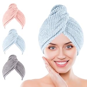 Microfiber Hair Towel for Women: Ideal Christmas Stocking Stuffer for Women, Teen Girls, and Children 3 Pack Drying Wrap Towels Designed for Curly Hair, Anti-Frizz Hair Care Accessory