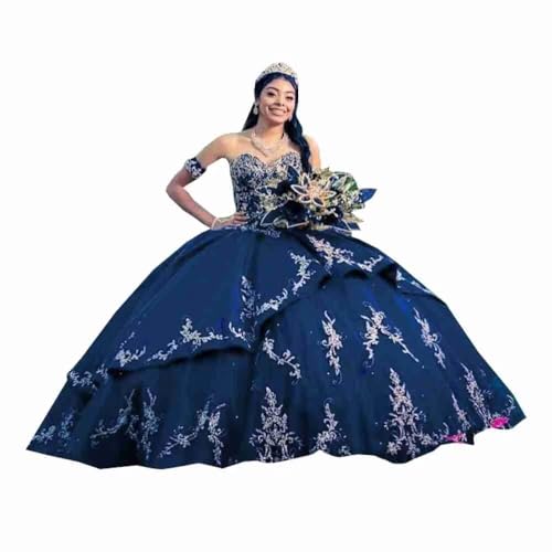 2025 Gold Embroidered Ball Gown Satin Tulle Quinceanera Evening Dresses Charro Mexican Detachable Sleeves