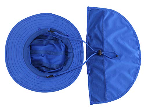 Home Prefer Upf 50+ Boys Sun Hat With Neck Flap Summer Beach Hat Kids Safari Hat (Bright Blue) #TOP4
