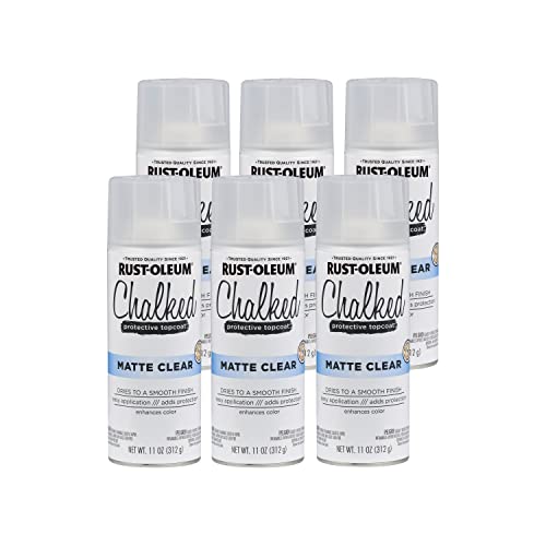 Image of Rust-Oleum Matte Clear Chalked All-in-One Ultra Matte Spray Paint | One Coat Coverage | No Primer, Sanding, Or Topcoat Needed | Easy Spray Application | Made in USA | 12 OZ | 6 Pack