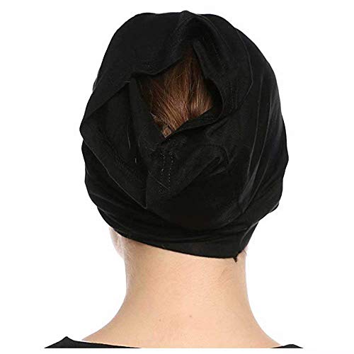 mens female black under scarf tube cap with brim hijab accessory black size one size