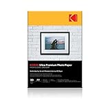 Kodak 270 GSM A4 Glossy Photo Paper Waterproof, Pack of 20 sheets, Compatible with all Inkjet Printers