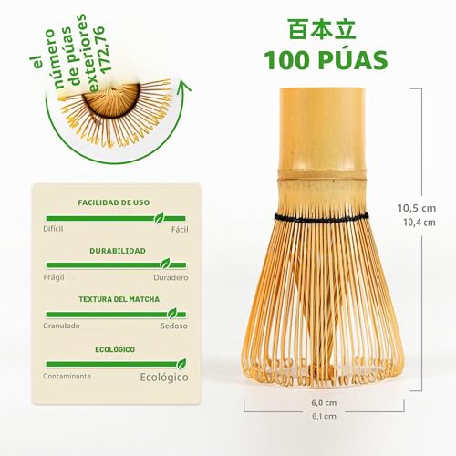 Miniatura 2 de Teanagoo Juego De Batidores De Matcha, Batidor De Matcha 100 Puntas Con Soporte Rosa, Juego De Iniciación Tradicional De 6 Piezas, Cuchara Chashaku , Cuchara De Té, Casen De Bambú Para Hacer Café