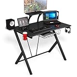 【Design impeccable】La partie avant de ce plateau est conçue de manière ergonomique pour un ajustement confortable qui ne vous mettra pas mal à l’aise. Et chaque angle du bureau est ronde pour la forte sécurité, en plus la surface de ce bureau gaming est lisse en PVC pour l’entretien plus facile