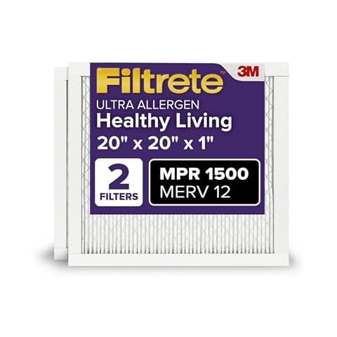 Filtrete 20x20x1 AC Furnace Air Filter, MERV 12, MPR 1500, CERTIFIED asthma & allergy friendly, 3 Month Pleated 1-Inch Electrostatic Air Cleaning Filter, Pack of 2 (Actual Size 19.69x19.69x0.78 in) Cover