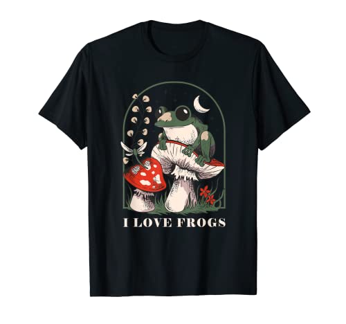 Funny I Love Frogs Cute Cottagecore Frog on hongo hongo Camiseta